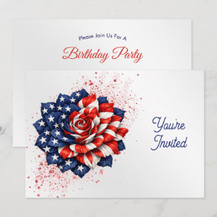 Convites Bandeira Patriótica Ilustração Floral Aniversário