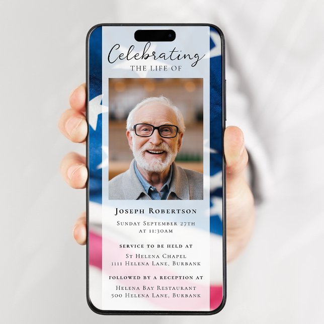 Convites Bandeira Patriótica Vet Foto Funeral do Evento Dig (Criador carregado)