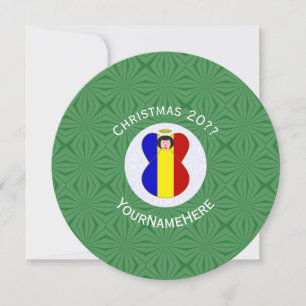 Convites Bandeira Romena Anjo Natal Personalizar Redondo