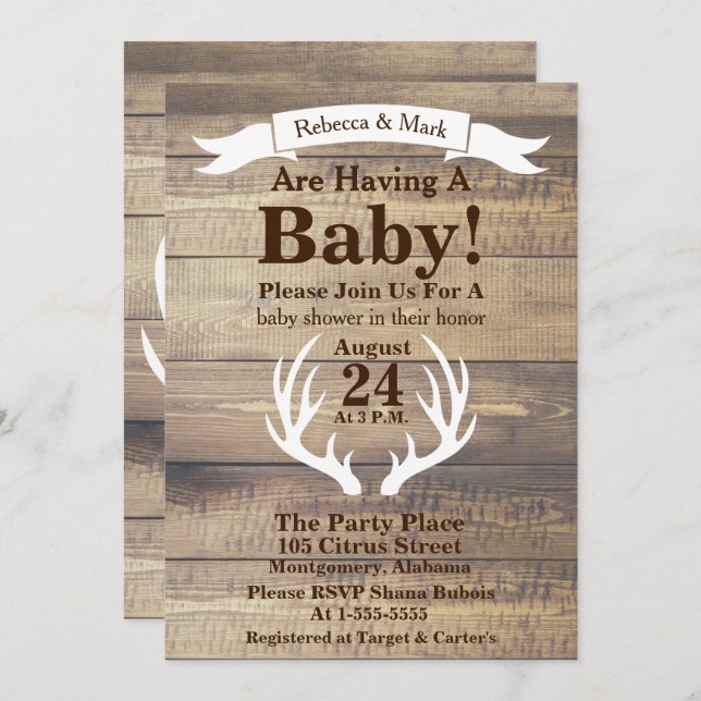 Convites Bandeira Rústica de madeira de celeiro e de cervej (Frente/Verso)