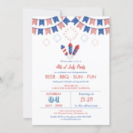 Convites Bandeira Vermelha, Branca e Azul Americana 4º do P