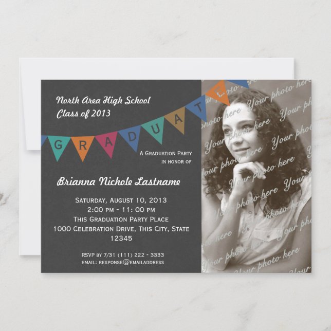 Convites Bandeja de Sinalizador de Graduação sem Foto (Frente)