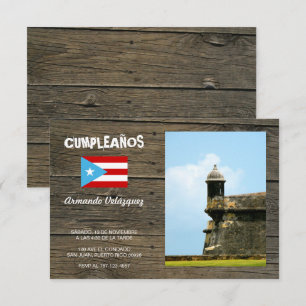 Convites Bandera Celeste Puerto Rico Cumpleanos Invitacion