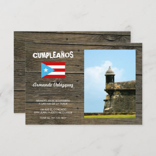 Convites Bandera Celeste Puerto Rico Cumpleanos Invitacion