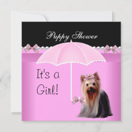Convites Banho De Cachorrinho Cachorro Fofo Yorkie Rosa 2