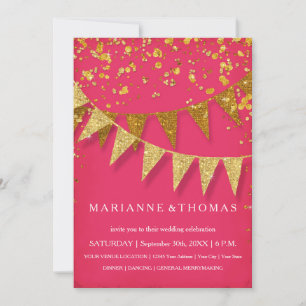 Convites Banner GoldGlitter Confetti de Penitente Moderno R