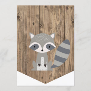 Convites Banner Woodland Raccoon de primeiro aniversario de