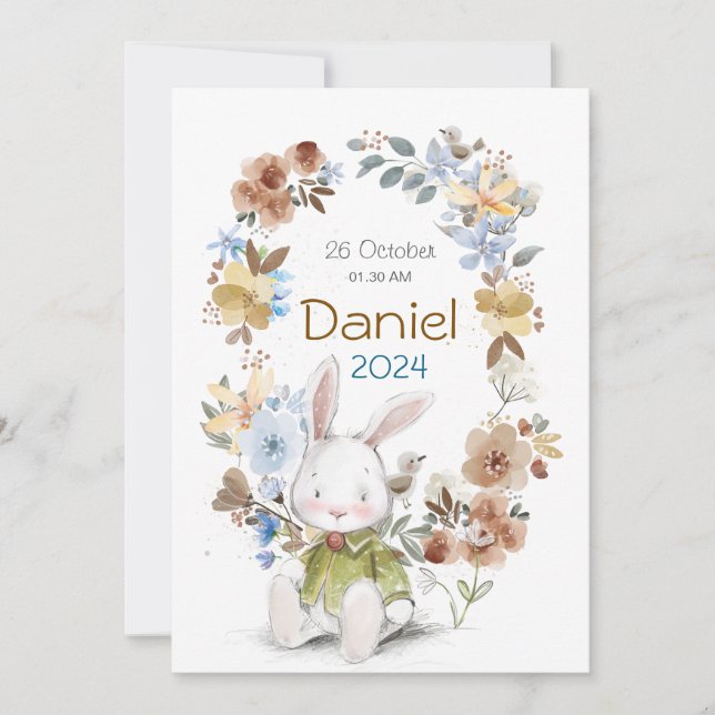 Convites Banny Rabet new born Greeting cards (Frente)