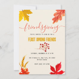 Convites Banquete de Ação de Graças Colorida do outono