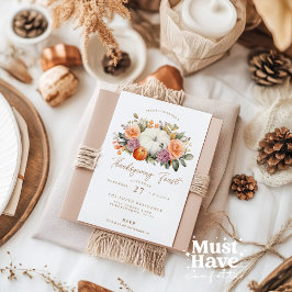 Convites Banquete de Ação de Graças Festa de Janto Pumpkin