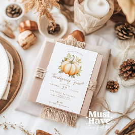 Convites Banquete de Ação de Graças Festa de Janto Pumpkin
