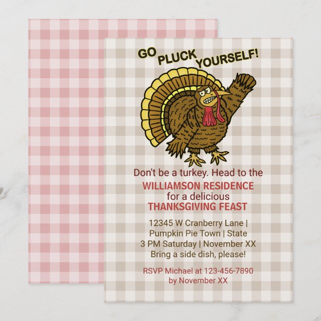 Convites Banquete de Ação de Graças Furioso Partido Jante d (Frente/Verso)