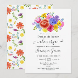 Convites Banquete de Damas de Honra Floral Fiesta Espanhola