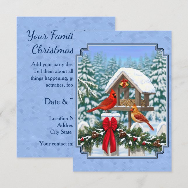 Convites Banquete de Natal dos Cardinals Azul (Frente/Verso)