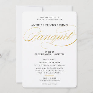 Convites BANQUETE script moderno elegante evento preto bran