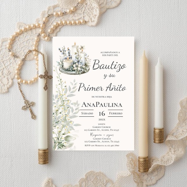 Convites Baptism and first year invitation in Spanish (Criador carregado)