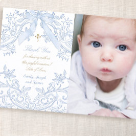 Convites Baptism baby boy thank you card