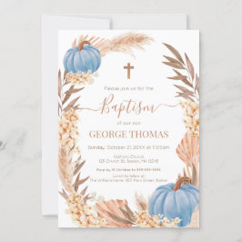 Convites Baptism Boho Pampas arrangement blue Pumpkin
