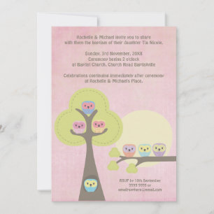 Convites Baptism Christening Ceremony Cute Owls Invitation