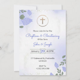Convites Baptism & Christening Invitation in floral design