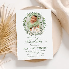 Convites Baptism Christening Photo Rosas Floral