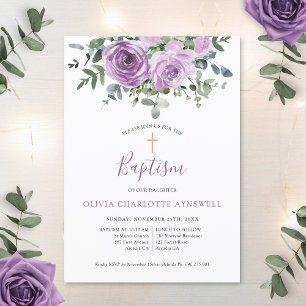 Convites Baptism Dusty Mauve Rosa Eucalyptus Christening