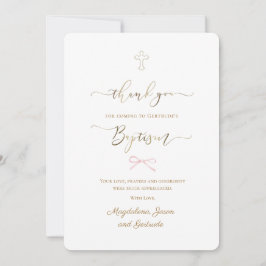 Convites Baptism little pink bow thank you card