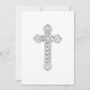 Convites Baptism Ornamentado Cross