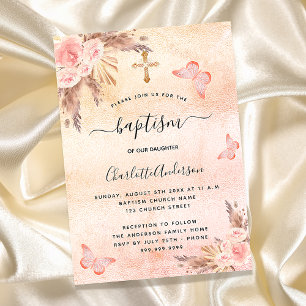 Convites Baptism pampas borboleta borboleta luxo floral