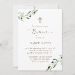 Convites Baptism — ramo de oliveira