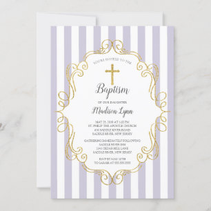Convites Baptismo das meninas do quadro da lavanda & do