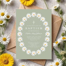 Baptismo de Menina com Margaridas Florais em Verde