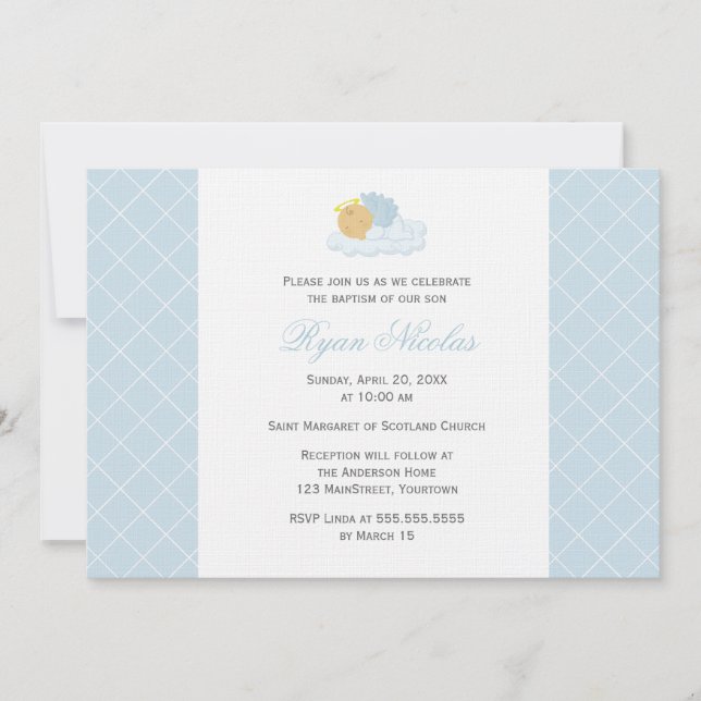 Convites Baptismo doce do bebé (Frente)