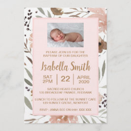 Convites Baptismo floral da aguarela/convite do batismo