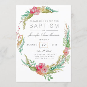 Convites Baptismo floral da aguarela   do primavera