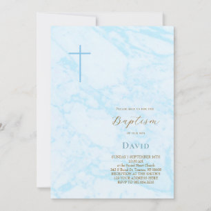 Convites baptismo mármore azul pastel