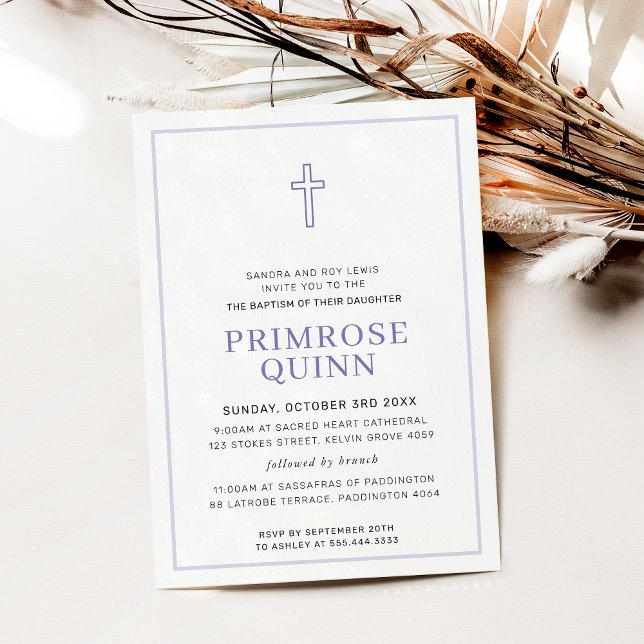 Convites BAPTISMO Mínimo Cruzado Menino Púrpura (Criador carregado)