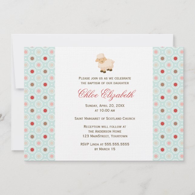 Convites Baptismo pequeno do cordeiro (Frente)