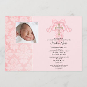 Convites Baptismo transversal Inviation da foto do bebé