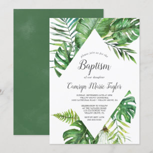 Convites Baptismo tropical selvagem da palma