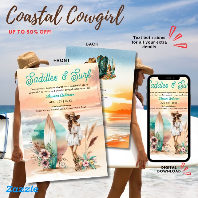 Convites ⭐ Baquelorette Rustic Beach Bachelorette Bridal (Criador carregado)