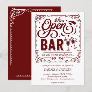 Convites Bar Aberto (e Casamento)   Micro Vermelho e Branco