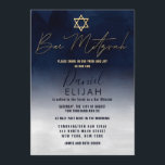 Convites Bar Azul Branco Azul de Marinho Dourado moderno Mi<br><div class="desc">Este convite do Bar Mitzvah, moderno e artístico, é a escolha perfeita para o seu filho para o seu dia especial. Ele apresenta um gradiente marinho azul e branco, pintado à mão. No topo do convite está uma falsa estrela de ouro impressa de David e tipografia personalizada. É um design...</div>