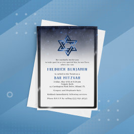 Convites Bar azul brilhante Mitzvah da estrela de David ou