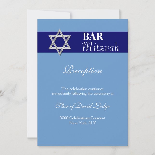 Convites bar azul mitzvah| RECEPÇÃO (Frente)