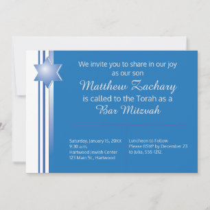 Convites Bar Azul Moderno Mitzvah