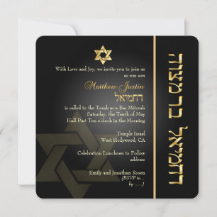 Convites Bar Clássico PixDezines Mitzvah/gold+black