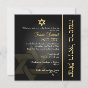 Convites Bar Clássico PixDezines Mitzvah/gold+black