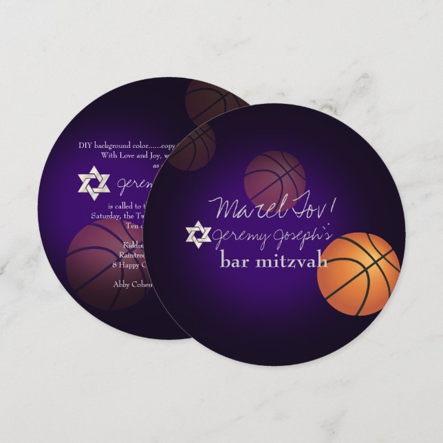 Convites Bar de basquete PixDezines Mitzvah/DIY Color (Frente/Verso)
