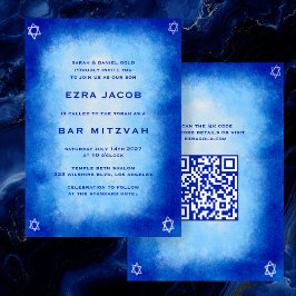 Convites Bar de Código QR Personalizado de Cor da Água Azul